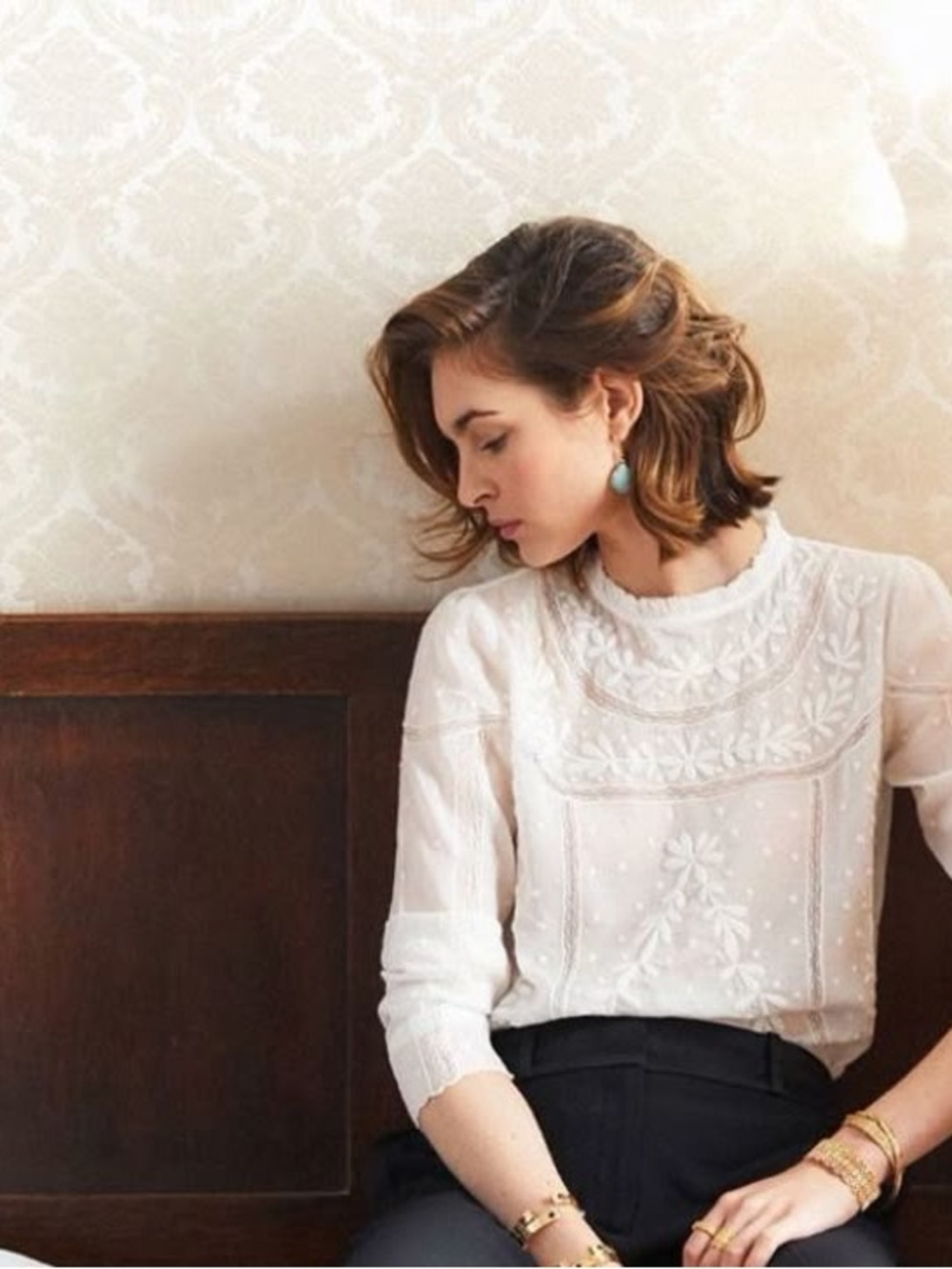 Sezane Berenice 100% cotton embroidered blouse